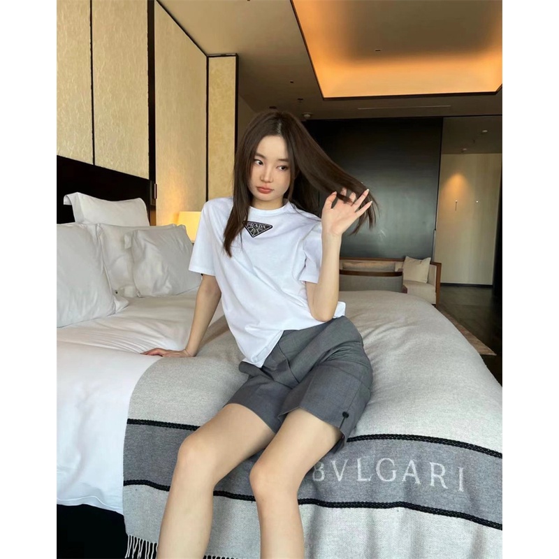 Pr &amp; ad * Áo Thun Dệt Kim Tay Ngắn Cổ Tròn Màu Trơn Thời Trang Đường Phố Cao Cấp Cho Cả Nam Và Nữyfrthrh