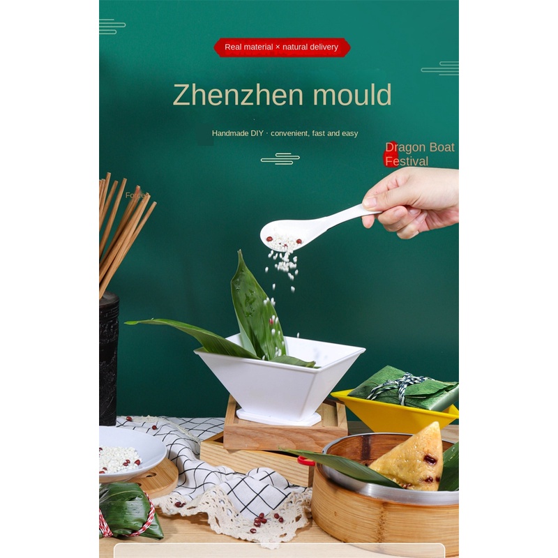 Dragon Boat Festival zongzi Khuôn tam giác bốn góc gói zongzi tạo tác Tiện Ích Nhà Bếp Gói Nhanh zongzi mô hình nhựa hình tam giác công cụ nướng