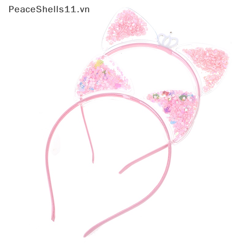 Băng Đô Tai Mèo Đính Kim Sa Lấp Lánh Dễ Thương Cho Bé Gái