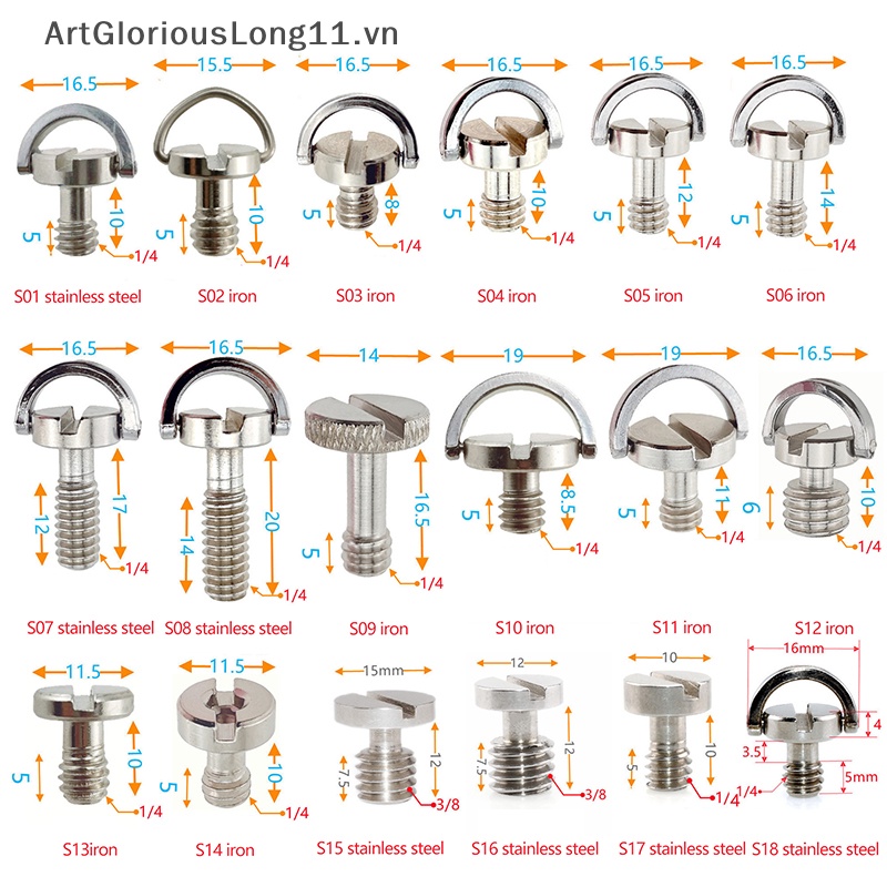 Ốc Vít Chữ D Tháo Gỡ Nhanh Gắn Giá Đỡ Ba Chân / Máy Ảnh 1 / 4 inch