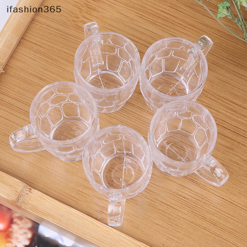 Set 5 Cốc Uống Bia Bằng Nhựa Trong Suốt Dùng Trang Trí Nhà Búp Bê 1: 12