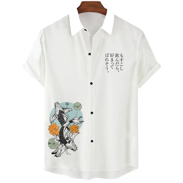 Áo Sơ Mi Tay Ngắn Màu Trắng Cài Một Hàng Nút Đơn Phong Cách Harajuku Nhật Bản Cho Nam