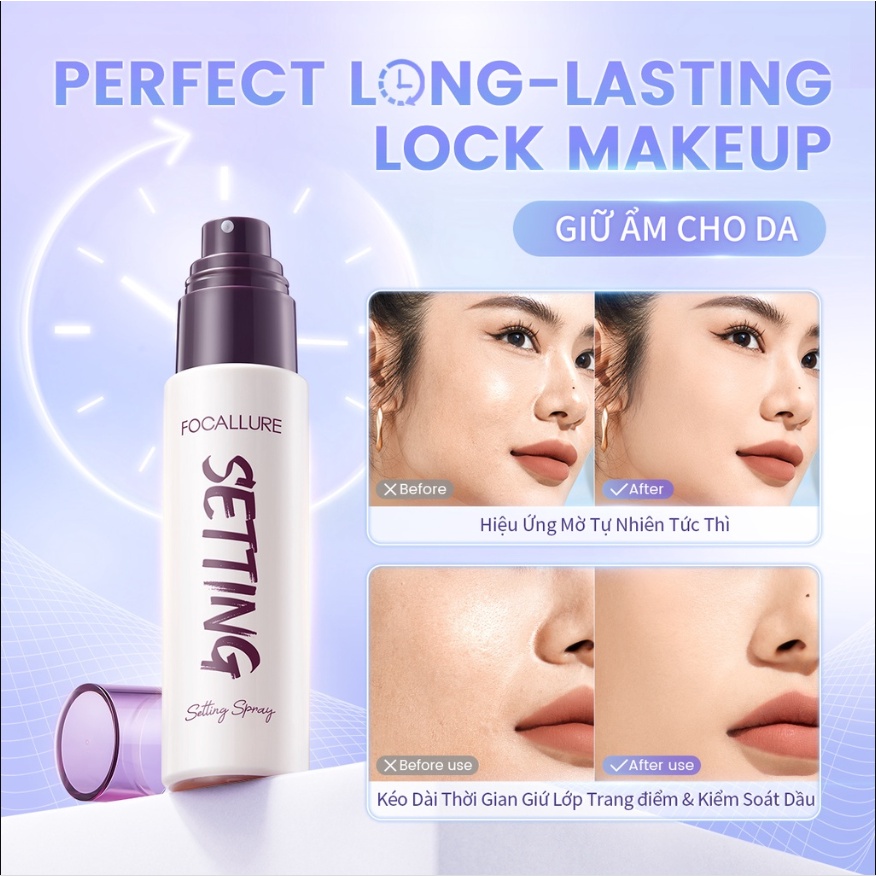 Xịt Khóa Nền Giữ Lớp Make Up FOCALLURE Long Lasting Setting Spray không bết dính, không nhòe 65ml FA-352