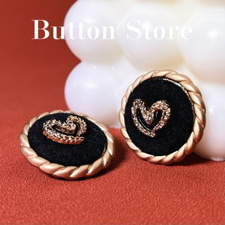 Set 5 Nút Áo Kim Loại Hình Trái Tim 20mm Màu Đen