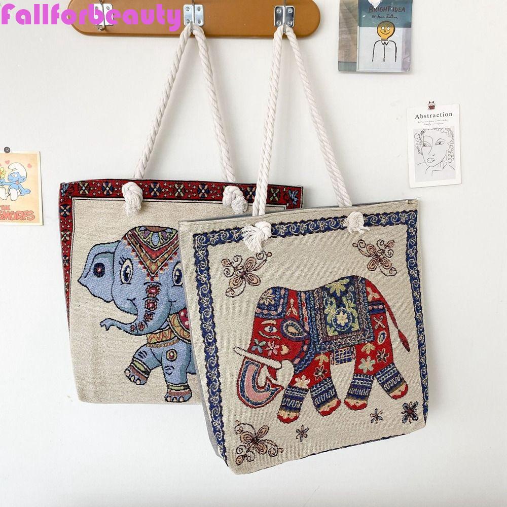 Túi Xách Vải Canvas Họa Tiết Thêu Đơn Giản Thời Trang Dành Cho Nữ