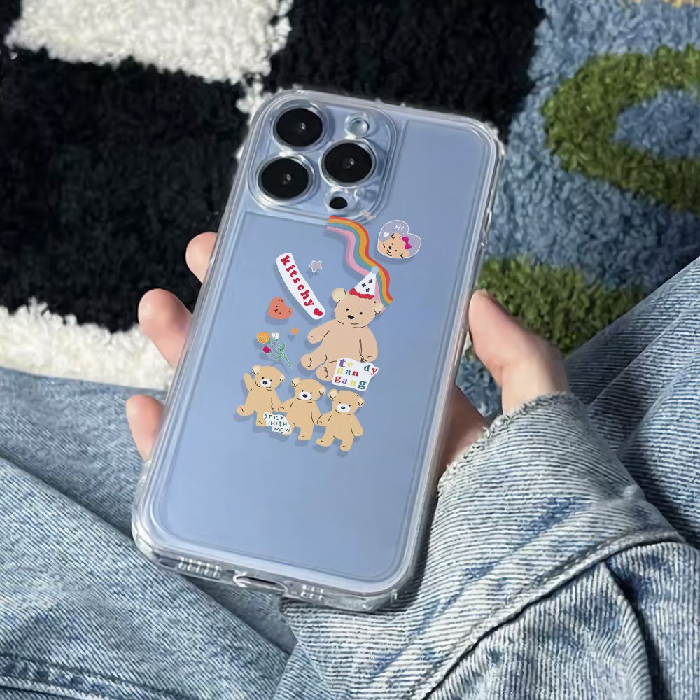 ✅Ốp Điện Thoại Dẻo Họa Tiết Chú Gấu Dễ Thương Chống Sốc Cho Iphone1278 6In 1314pro11 plus max