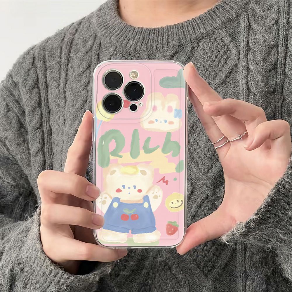 ✅Ốp Điện Thoại Dẻo Họa Tiết Chú Gấu &amp; Cherry Dễ Thương Chống Sốc Cho Iphone1211 6In78 IXTP 14pro13 plus