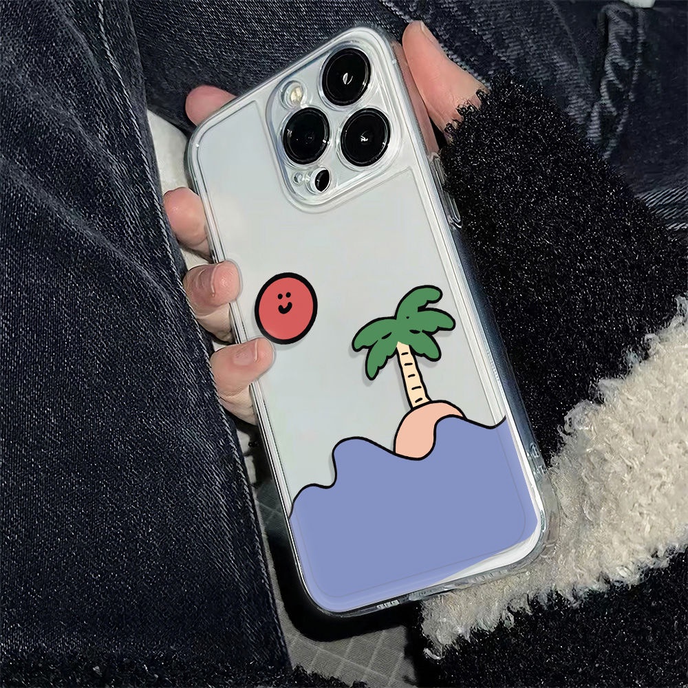 ✅Ốp Điện Thoại Mềm Chống Sốc Họa Tiết Cây Dừa Cho Iphone 1314Pro 12 Plus 116In78