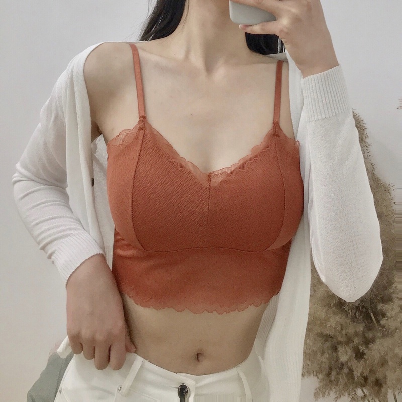 Mới Áo Lót Ren Hoa Màu Trơn Dáng Ôm Gợi Cảm Cho Nữ