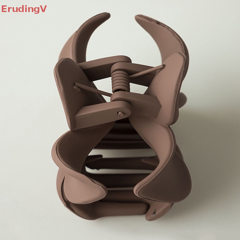 [ErudingV] Kẹp Tóc Móng Vuốt Màu Trơn Hoa Mặt Nhám Phong Cách Cổ Điển Thanh Lịch Mới [Mới]