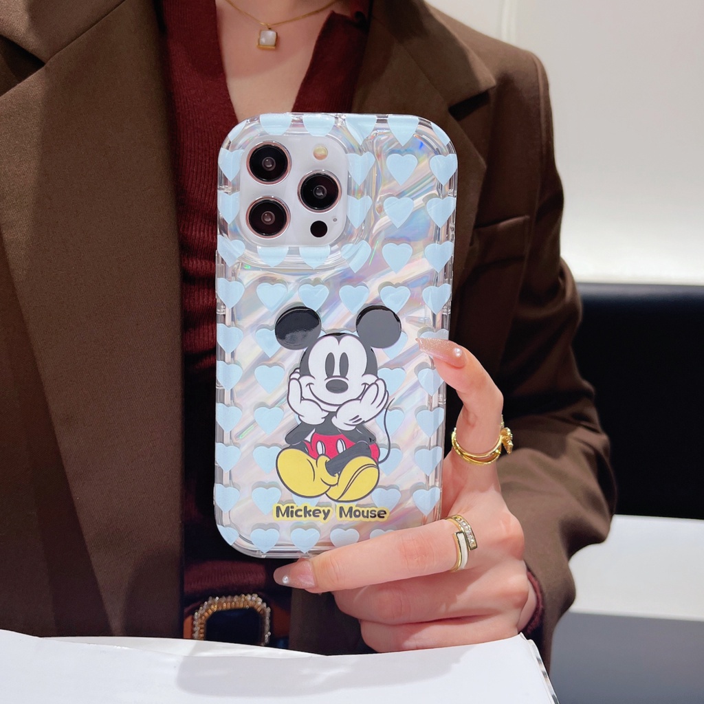 Ốp Điện Thoại TPU Dẻo Màu Laser Họa Tiết Hoạt Hình Minnie Mickey Dễ Thương Cho iPhone 12 13 14 Pro Max