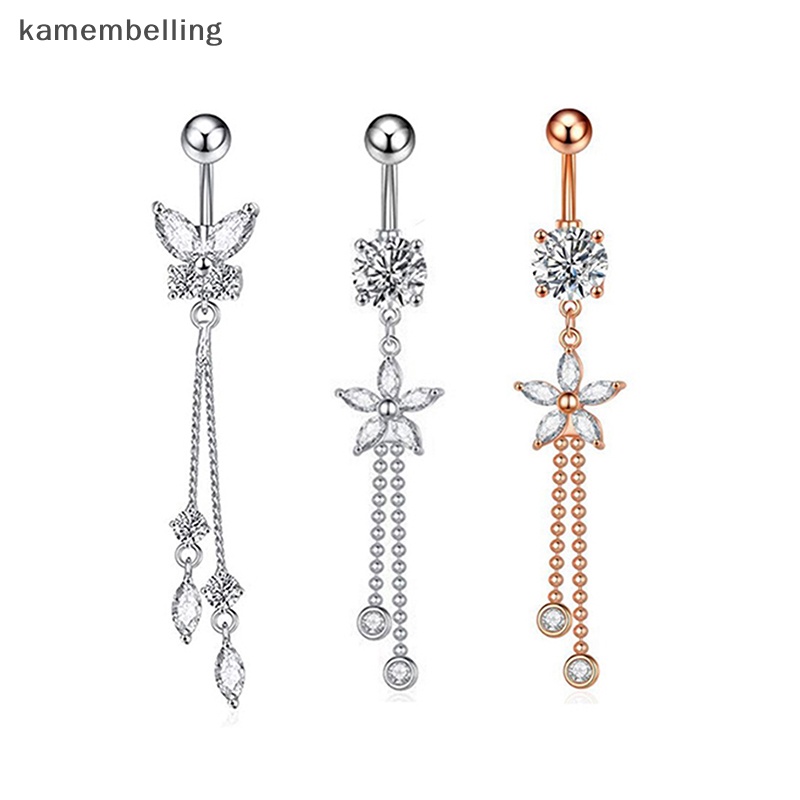 Khuyên Rốn Hình Bướm Bằng Thép Không Gỉ Đính Đá Zircon Giả Cho Nữ