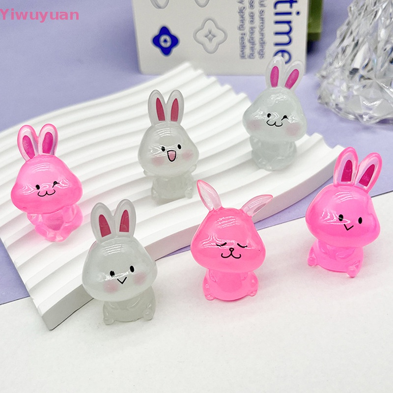 Mô Hình Chú Thỏ Nhỏ Bằng Nhựa Phát Quang DIY Dễ Thương Trang Trí Nhà Búp Bê