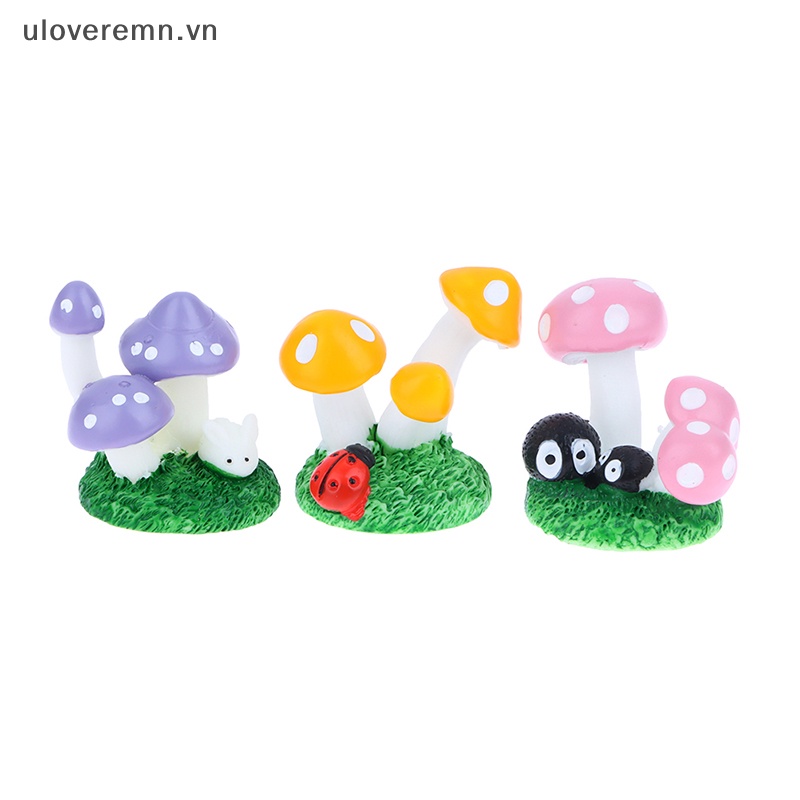 Đồ trang trí Nấm Hoạt Hình Mini Bằng Nhựa Resin Trang Trí Tiểu Cảnh