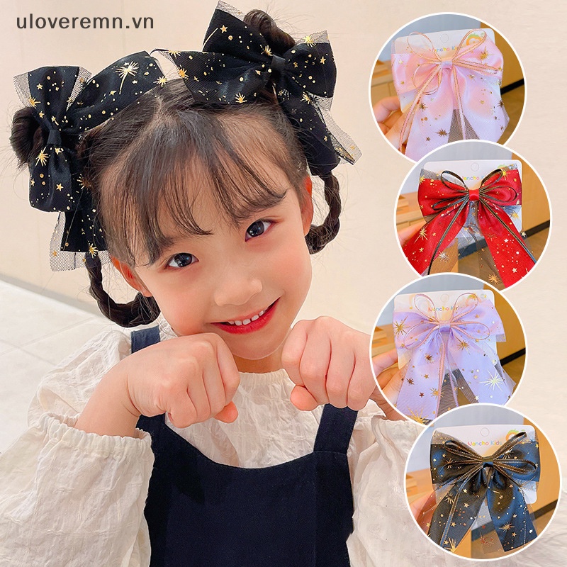 Kẹp Tóc Đính Nơ Lưới Hình Ngôi Sao Phong Cách Lolita Ngọt Ngào Thời Trang Cho Bé Gái