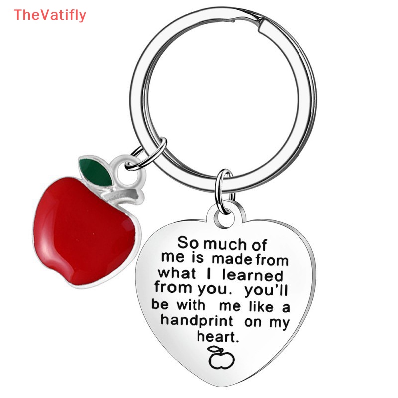 [Thevalifly] Móc Khóa Tráng Men Hình Trái Táo / Hoa Nhỏ Xinh Xắn Màu Bạc Thích Hợp Làm Quà Tặ