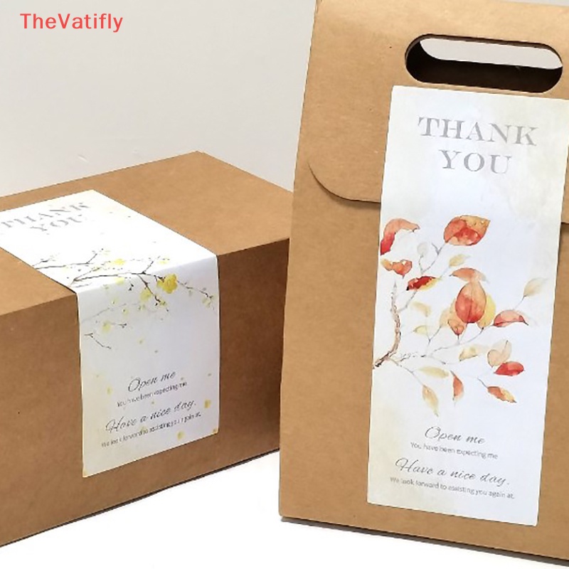 Set 50 Miếng Dán Chữ Nhật In Chữ Thank You Màu Trắng Dùng Trang Trí Quà Tặng