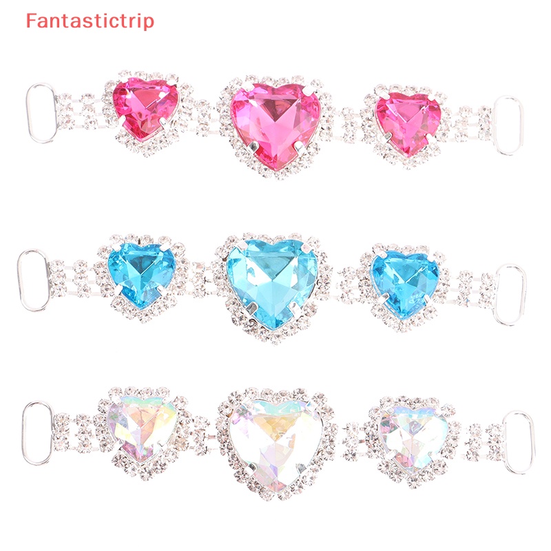[Fantastictrip] 1 Khóa Dây Xích Đồng Đính Đá Acrylic Hình Trái Tim Trang Trí Quần Áo / Giày Đi Biển / Trang Trí Đám Cưới Mới
