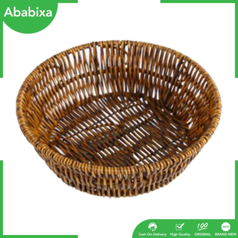 [Ababixa] Rổ Đựng Trái Cây / Rau Củ Bằng Nhựa PP Bện Mây Màu Nâu Để Bàn Phục Vụ Nhà Hàng