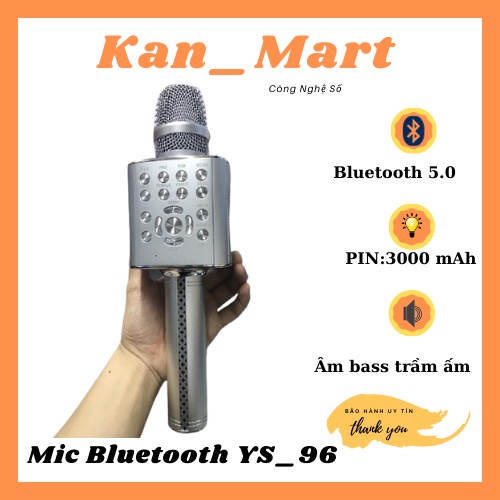 Micro karaoke YS96 cao cấp, Micro karaoke bluetooth không dây thay đổi giọng hát,tích hợp livestream, Bảo hành 6 tháng