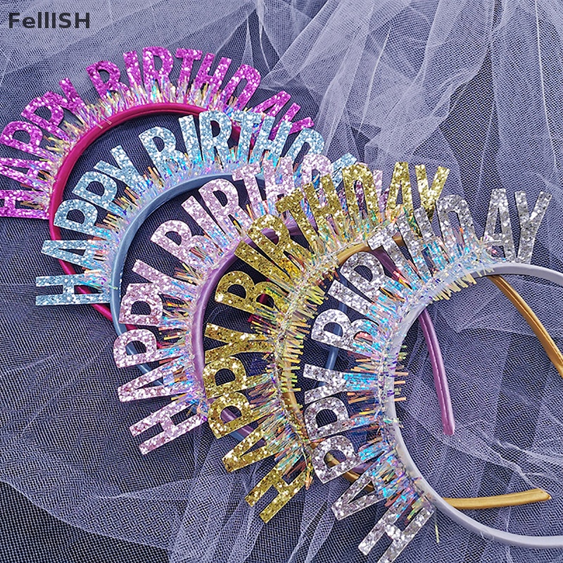 Băng Đô Đính Kim Sa Màu Hồng / Bạc / Xanh Dương Lấp Lánh Trang Trí Tiệc Sinh Nhật Cho Bé Gái 439br