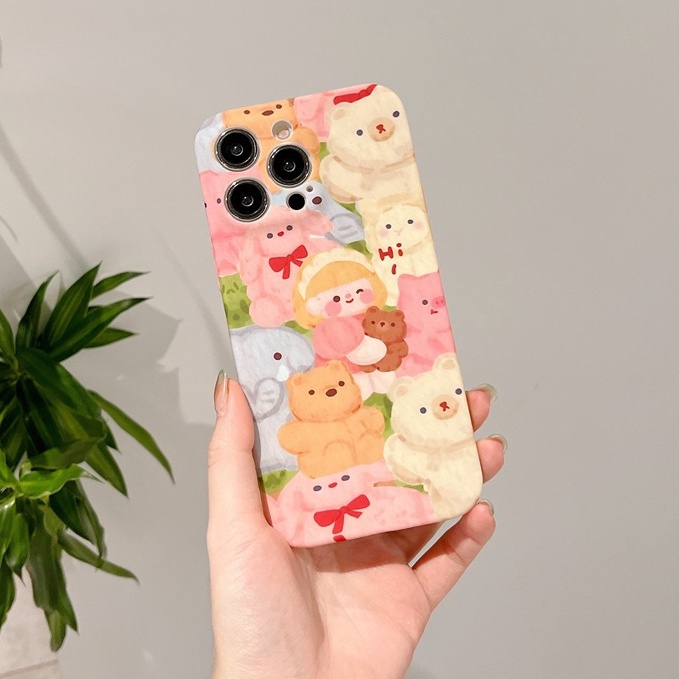 Ốp Điện Thoại Silicon Mềm Hình Gấu / Bé Gái Dễ Thương Cho IPhone 6S 7 8 Plus SE XR XS Max 11 12 13 14 Pro Max 12 13 MINI Shin Case