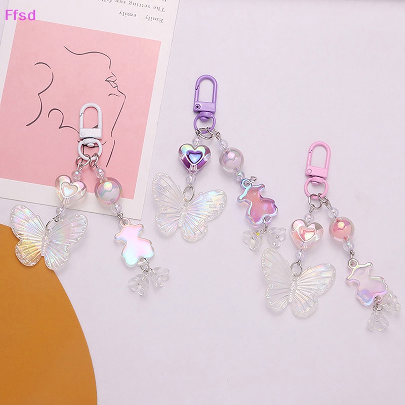{Ffsd} Ins Móc Khóa Acrylic Màu Gradient Họa Tiết Bướm Nhỏ Trong Suốt Tươi Tắn Trang Trí Túi Xách * Hàng Bán Chạy