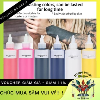 Mực xăm tattoo Mực xăm 6 màu, Mực học phun xăm trên da giả chai lớn 240ml BeautyTop01