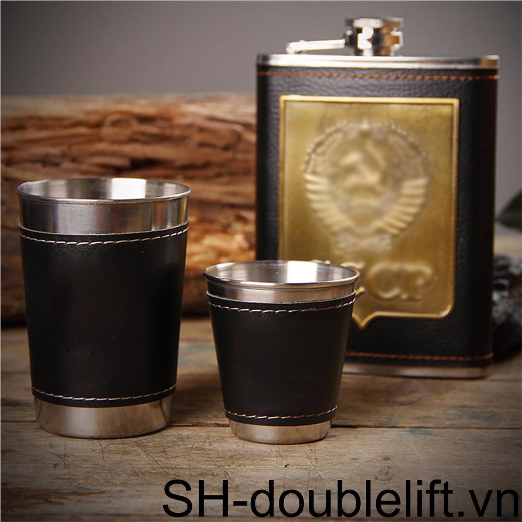 Bộ Cốc Uống Rượu / Bia 70ml Bằng Thép Không Gỉ Tiện Dụng Mang Theo Du Lịch / Dã Ngoại