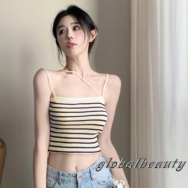 Áo Hai Dây Hở Lưng Họa Tiết Kẻ Sọc Thời Trang Mùa Hè Cho Nữ