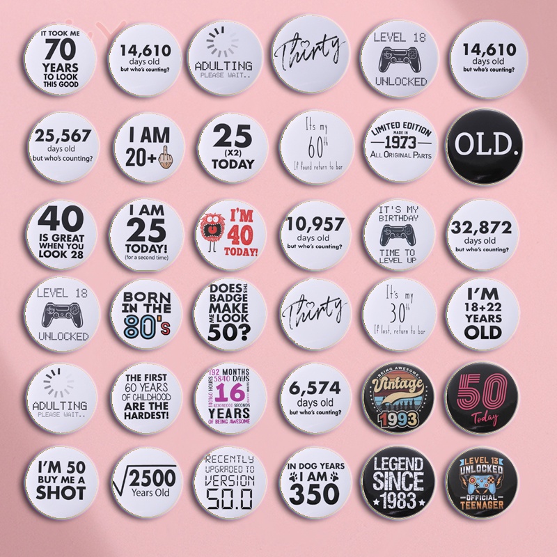 Huy Hiệu Cài Áo Hình Chữ Số 44mm In Họa Tiết Hoạt Hình Vui Nhộn