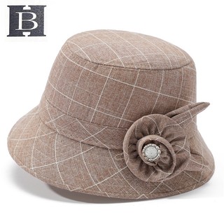 Mũ tai bèo B vải linen vành ngắn che nắng cho phụ nữ trung niên