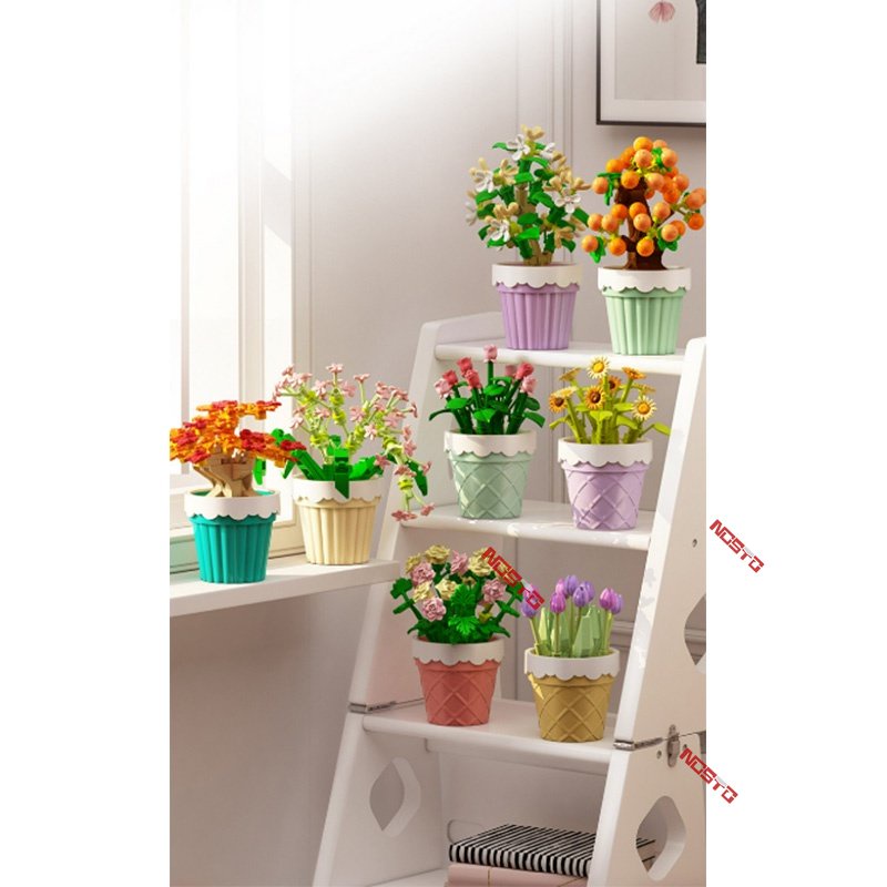 Bộ Đồ Chơi Lắp Ráp Mô Hình Chậu Cây Hoa Tulip Giáo Dục Cho Bé DIY