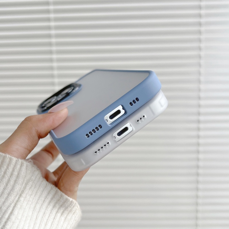 Ốp Điện Thoại Cứng Viền Silicon Dẻo Màu Nhám Mờ Thời Trang Chống Sốc / Rơi / Vân Tay Cho iPhone 14 13 12 11 Pro Max 14 Plus