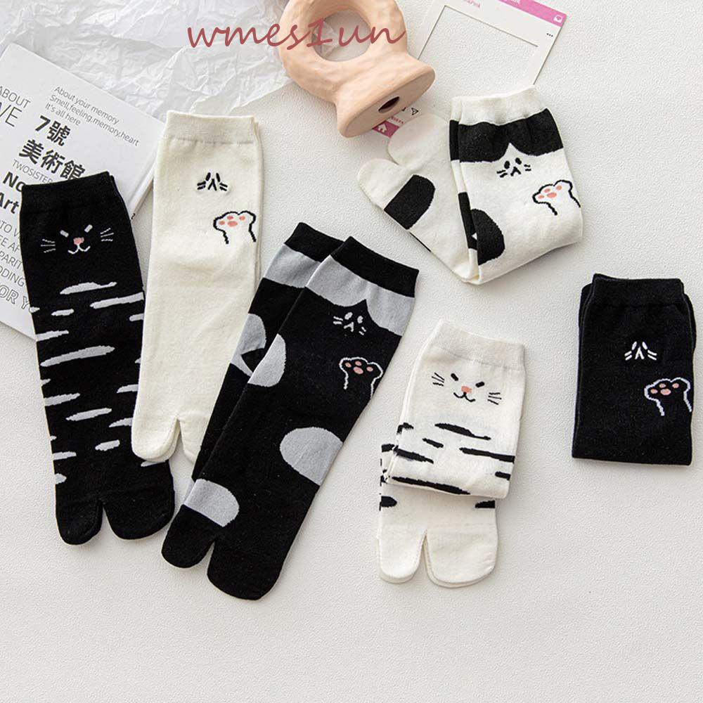 Vớ Xỏ Ngón Thoáng Khí Họa Tiết Mèo Hoạt Hình Phong Cách Harajuku 15H Tabi