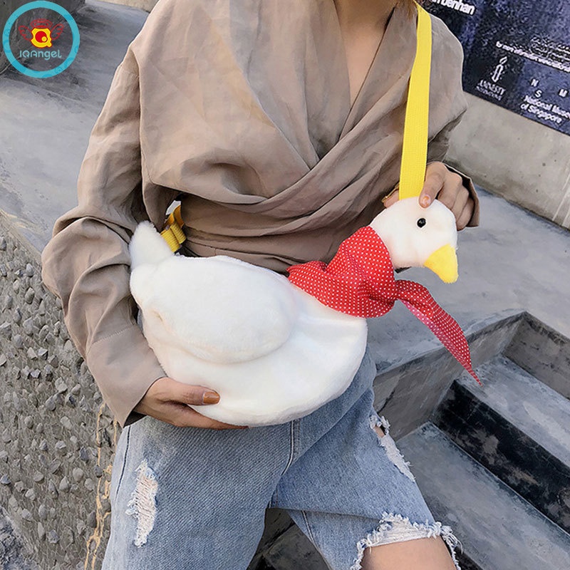 Túi Đeo Chéo Hình Vịt Hoạt Hình Nhồi Bông Phong Cách Hàn Quốc Dễ Thương Dành Cho Bé Gái