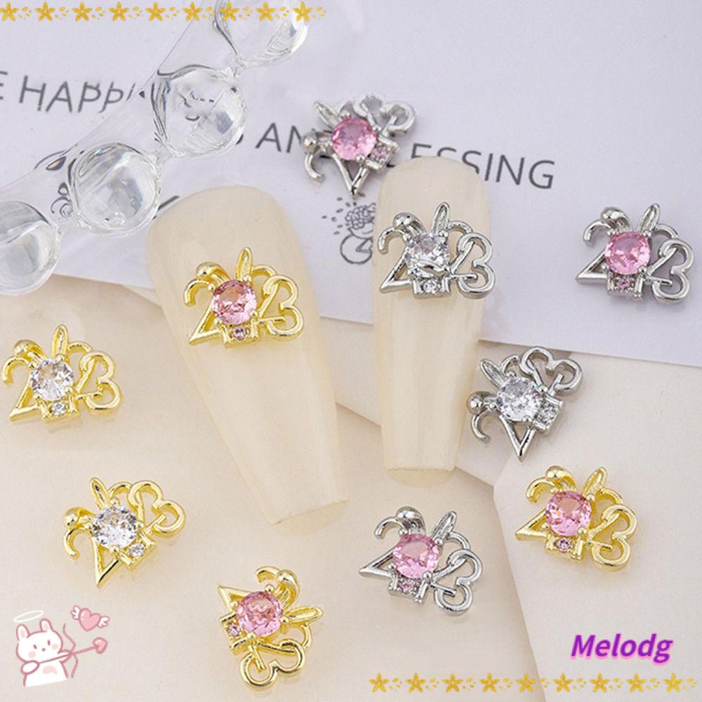 MELODG Bộ 5 Phụ Kiện Làm Móng Nghệ Thuật Bằng Hợp Kim|Phụ Kiện Trang Trí Móng Tay Hình Thỏ Đáng Yêu