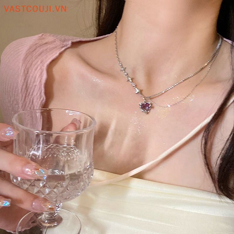 Vòng cổ Mặt Hình Ngôi Sao / Trái Tim Đính Đá Pha Lê Phong Cách Hàn Quốc Thời Trang Cho Tuổi Teen Y2k