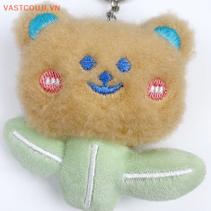 Móc Khóa Hình Gấu / Thỏ Nhồi Bông Hoa 3D Sáng Tạo Dễ Thương