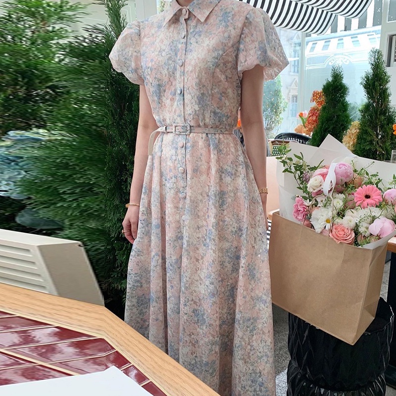 Đầm Ôm Eo Tay Phồng Phối Ren Phong Cách Hàn Quốc Thời Trang Mùa Hè Xinh Xắn Cho Nữ