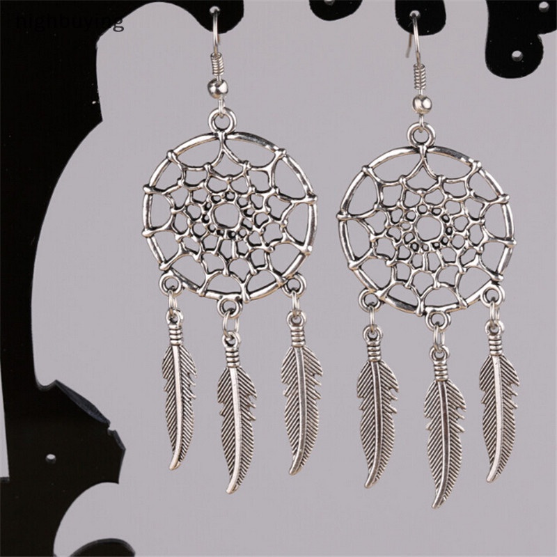 Khuyên Tai Dáng Dài Mạ Bạc Hình Lưới Bắt Giấc Mơ Thời Trang