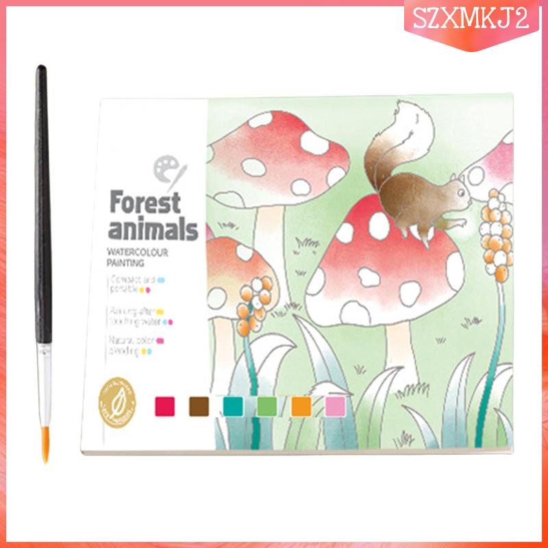 [szxmkj2] Sổ Tay Du Lịch Tập Vẽ Màu Nước Hình Rừng Động Vật