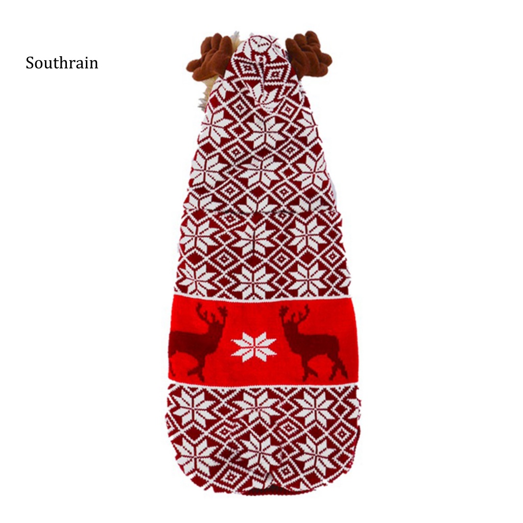 Áo Sweater Dệt Kim Giữ Ấm In Họa Tiết Hoa Tuyết Tuần Lộc Giáng Sinh Đáng Yêu Cho Cún Cưng