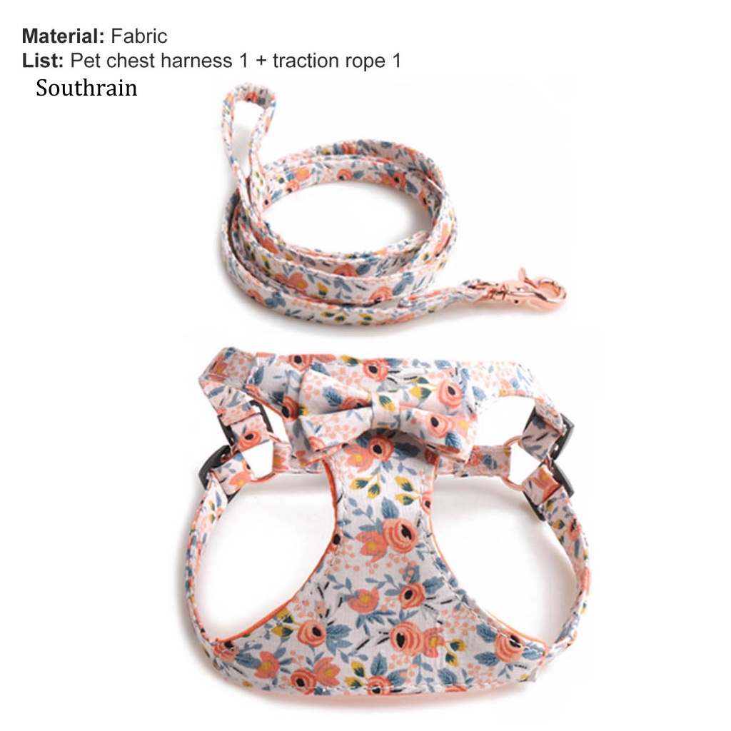 Bộ 2 Dây Dắt Thú Cưng Đi Dạo Chống Thoáng Khí In Họa Tiết Hoa Xinh Xắn