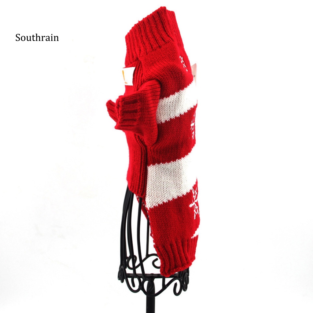 Áo Sweater Dày Hai Ống Co Giãn Giữ Ấm In Họa Tiết Hoa Tuyết Giáng Sinh Cho Cún Cưng