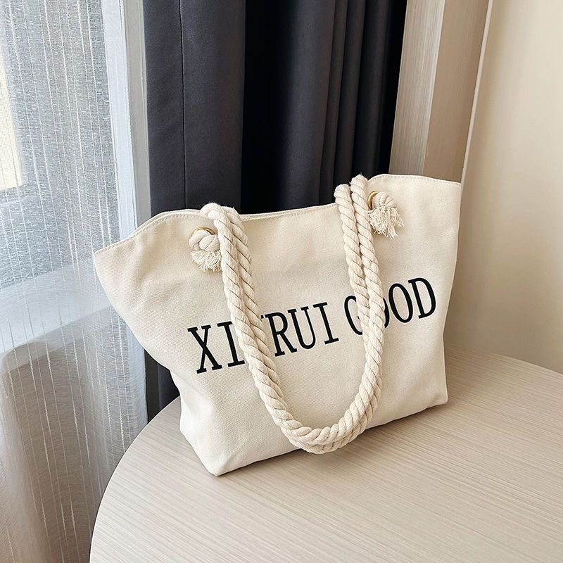 M9-Túi Xách Canvas Dây Thừng Cotton Phong Cách Hàn Quốc Hợp Thời Trang Cho Nữ