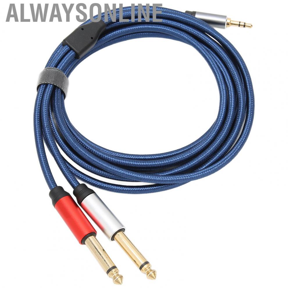 Alwaysonline 3.5mm Stereo Male To Dual 6.35mm Mono Cable Nylon Aluminum Alloy Hot