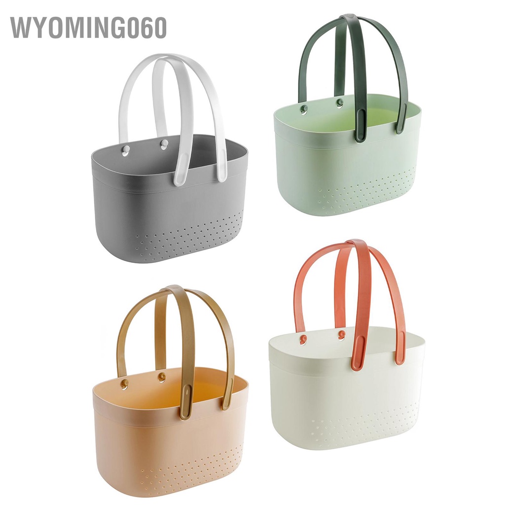Wyoming060 Di Động Tắm Rổ Có Lỗ Thông Gió Lớn Dung Tích Nhựa Giỏ Đựng Đồ Tay Cầm Cho Phòng