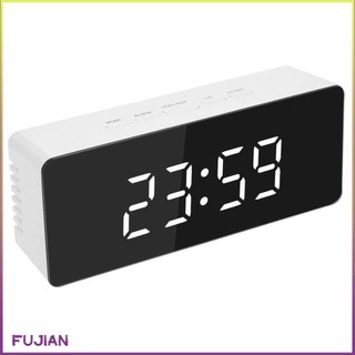 Led Temperature Display Digital Mirror Alarm Clock With Snooze Time Adjustable Brightness For Bedroom Office [B/1]