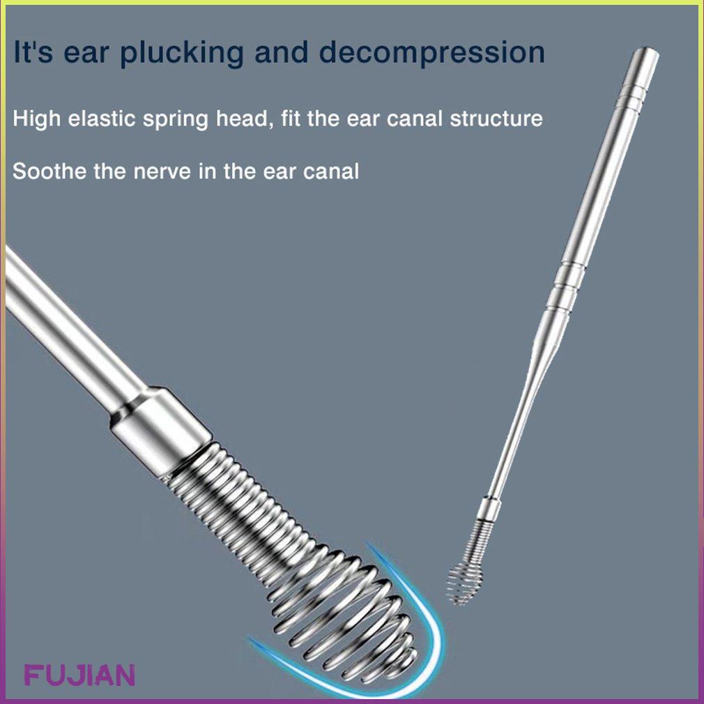 6Pcs Ear Spoon Stainless Steel Curette Spoons Adult Child Hanging Key Pendant Earwax Remover Earpick Tool